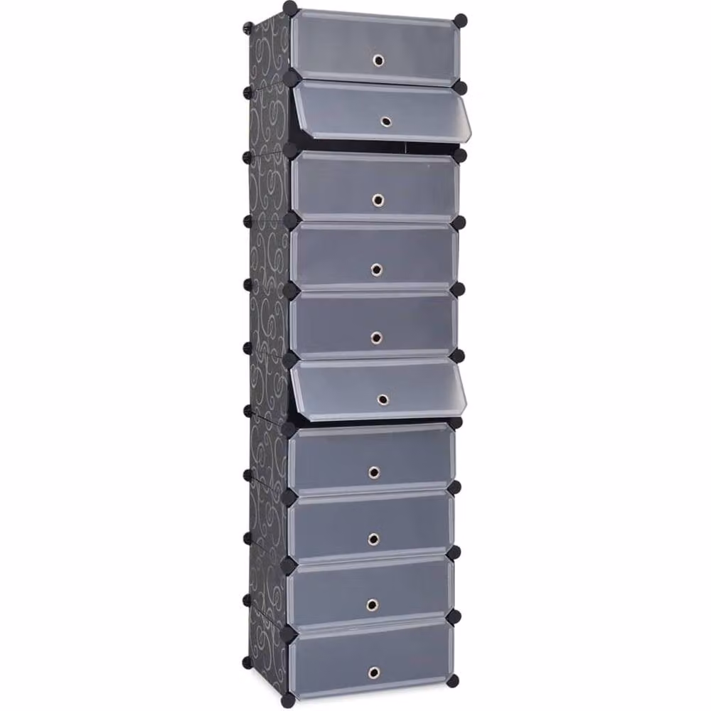Berkfield Home Interlocking Shoe Organiser with 10 Compartments, Black – 2