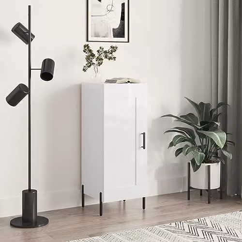 vidaXL Modern High Gloss White Sideboard W/D/H: 34.5 x 34.0 x 90.0 cm – 2