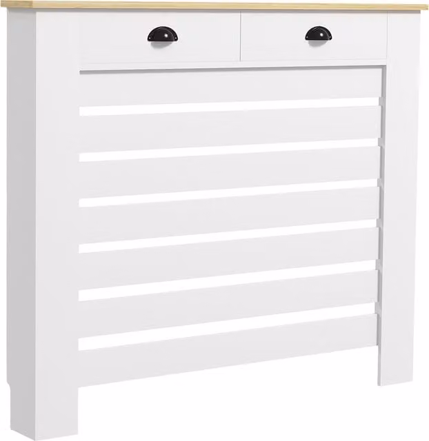 HOMCOM Radiator Cover with Drawer, White, H 95.5 x W 111 cm