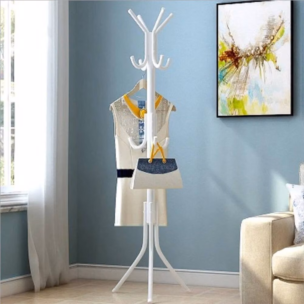 PAWNORA White Metal Floor Standing Clothes Hanger with 12 Hooks – 2