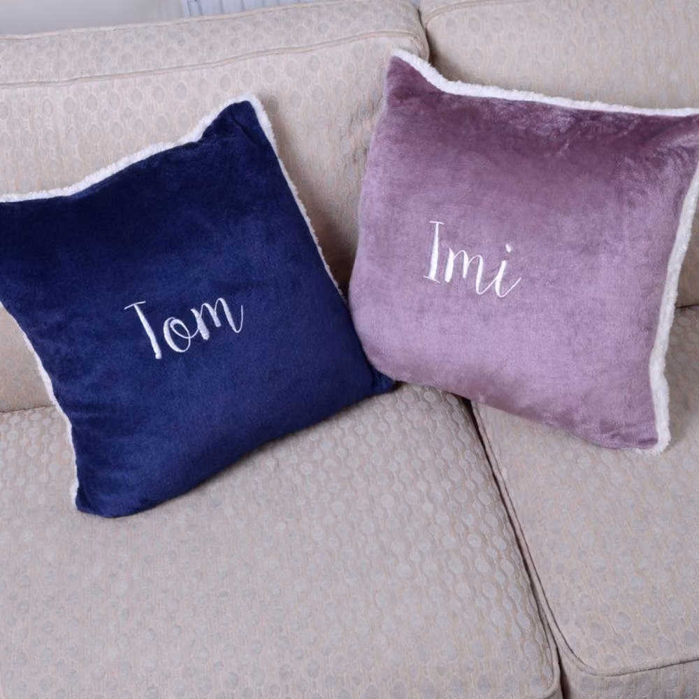 Duncan Stewart Personalised Sherpa Style Square Cushion in Purple and Cream, W/D/H: 45 x 45 x 45 cm – 3