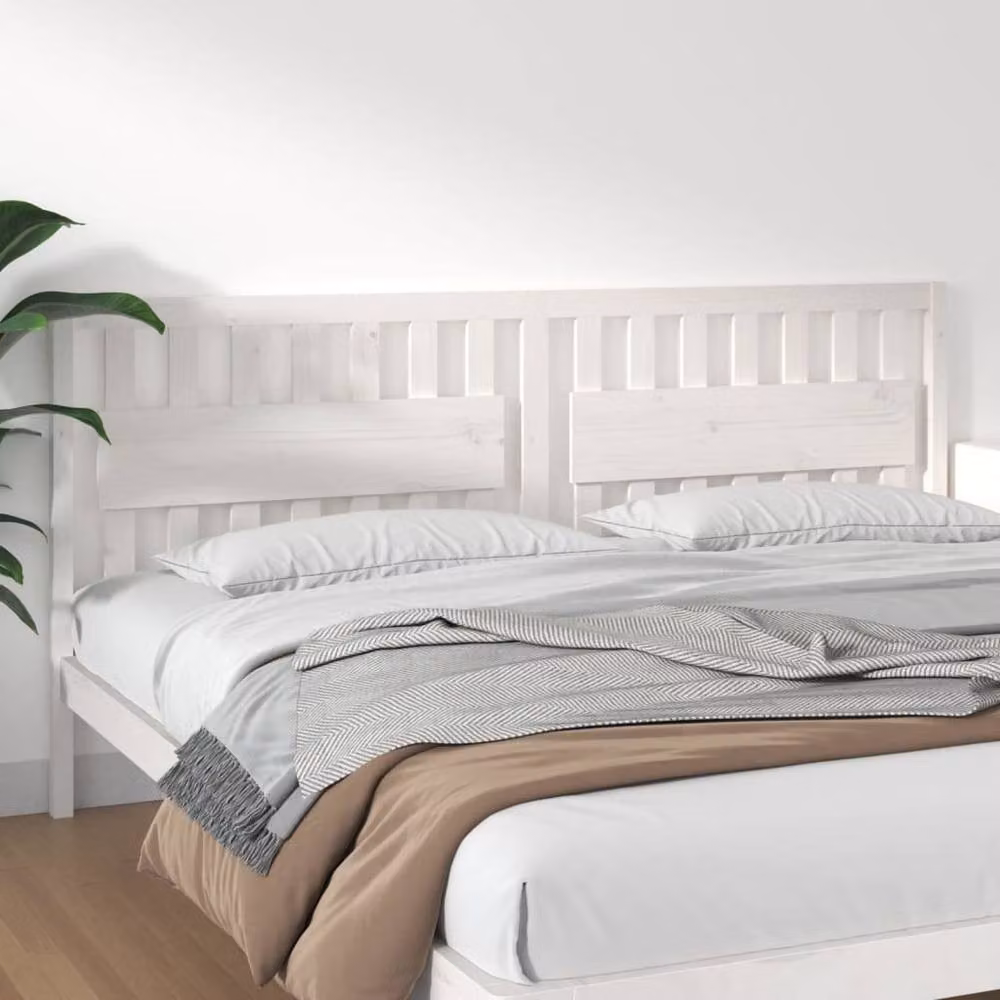 Berkfield Home Beautiful Bed Headboard in White Solid Pine Wood, W: 205.5 cm, D: 4 cm, H: 100 cm – 2