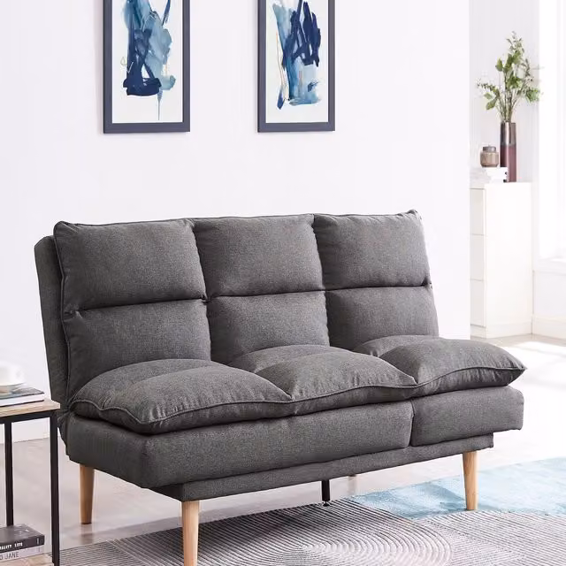 Jack 3 Seater Fabric Sofa Bed with Reversible Chaise and Click-Clack Sleeping Function in Dark Grey