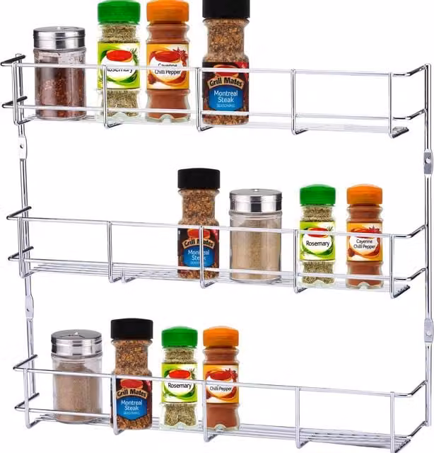 Buckingham Wall Mounted Metal Spice and Herb Rack in Silver