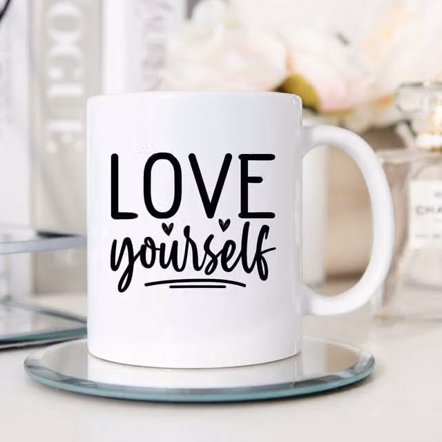 60 SECOND MAKEOVER Love Yourself Ceramic Mug in White