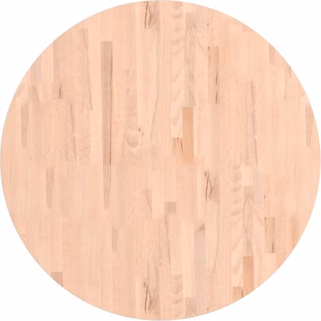 Berkfield Home Round Solid Wood Beech Table Top in Beige, Diameter: 90 cm, Height: 4 cm