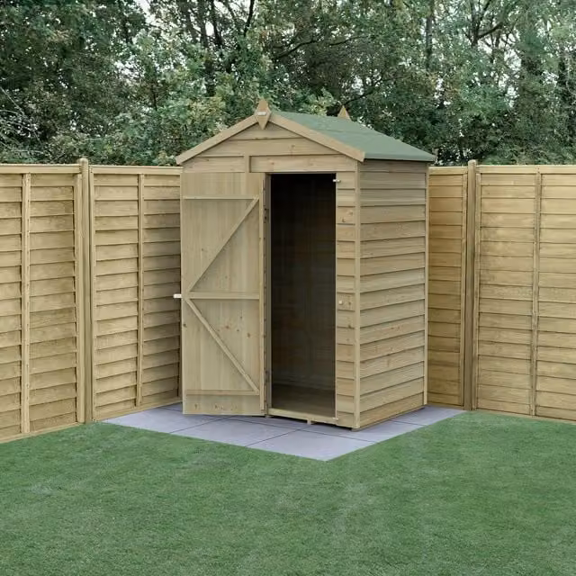Forest Garden Apex Wooden Garden Shed in Brown with Window and Foundation, W/D/H: 152.4 x 152.4 x 152.4 cm