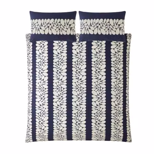 Orla Kiely Sycamore Stripe Space Blue 100% Cotton Reversible Duvet Cover and Pillowcase Set, Super King Size, W: 260 cm, H: 220 cm – 4