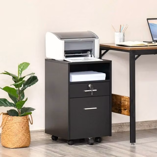 EONLION Lockable Mobile File Cabinet in Black Metal for Home or Office – 1