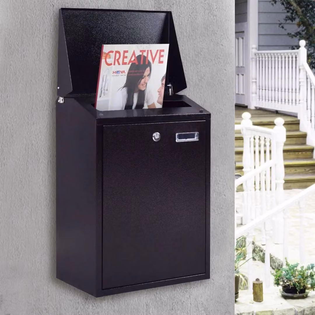 Costway Large Lockable Steel Wall Mounted Outdoor Mailbox in Black – 2