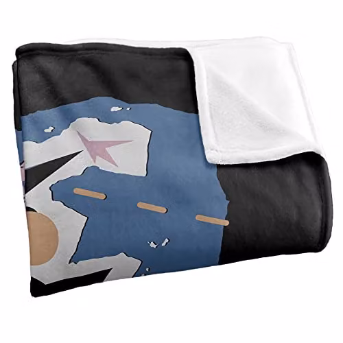 LOGOVISION David Bowie Iconic Guitar Gradient Super Soft Microfibre Throw Blanket, White and Multicolour, W: 152 cm, D: 127 cm – 2