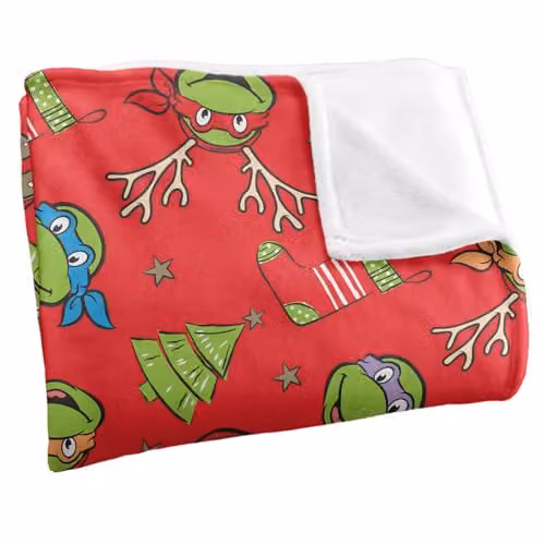 LOGOVISION Nickelodeon TMNT Christmas Pattern Super Soft Silky Feel Fleece Blanket, Multicolour, W: 91.44 cm x D: 147.32 cm – 3