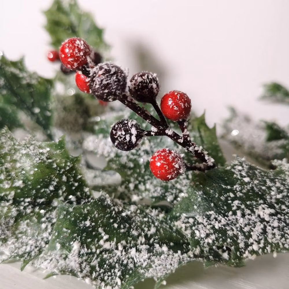 Samuel Alexander 1.8m Frosted Green Holly Leaf and Berry Glitter Christmas Garland Decoration – 2
