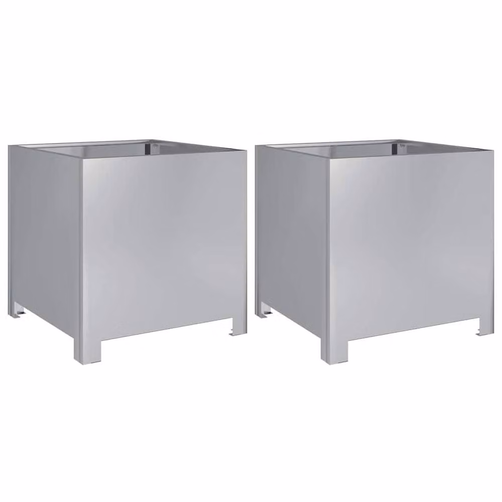 Berkfield Home Garden Galvanised Steel Planter Tubs, Silver, Set of 2, W/D/H: 40 x 40 x 40 cm – 2