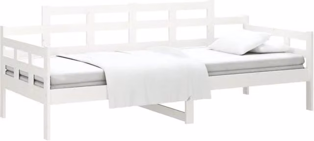 Berkfield Home Beautiful Day Bed in White Solid Pine Wood, W/D/H: 80 x 200 cm