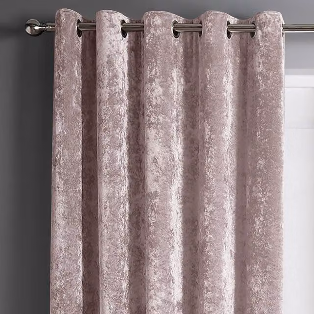Intimates Crushed Velvet Blackout Eyelet Curtains in Pink, Width: 168 cm, Drop: 229 cm
