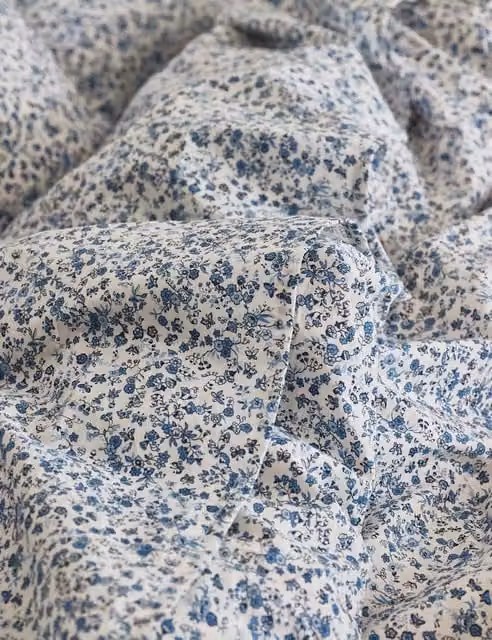 Piglet In Bed Mini Meadow Pure Cotton Floral Flat Sheet, Blue Mix, W: 180 cm, L: 200 cm