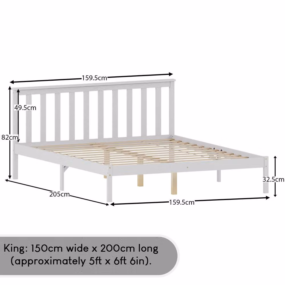 HD Designs Milan King Size Wooden Bed Frame in White, W/D/H: 159.5 x 82.0 x 205.0 cm – 2