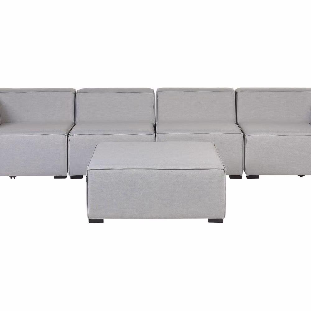 Wyld and Coco Veranda 4-Seater Modular Garden Sofa with Matching Ottoman in Light Grey – 2