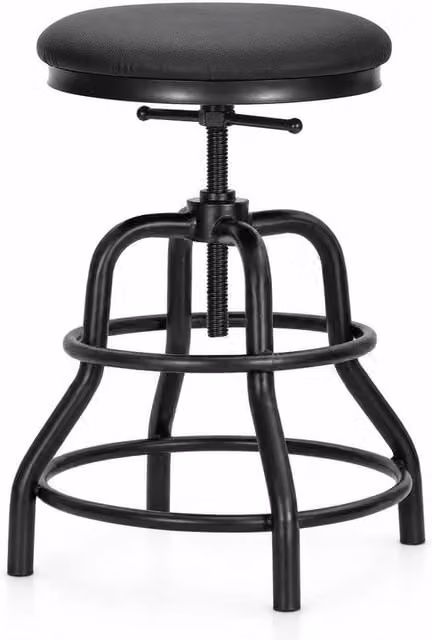 EONLION Adjustable Swivel Counter Stool in Black with Synthetic Leather Seat and Metal Frame – 1