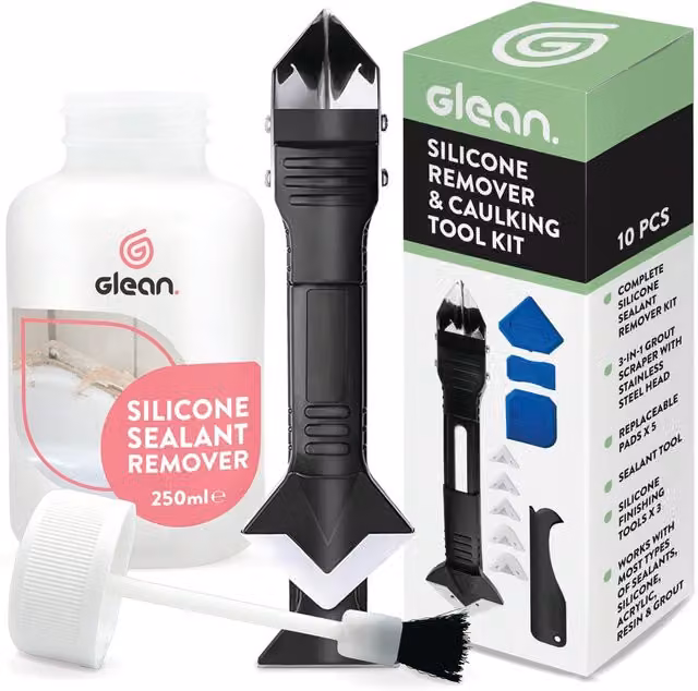 Go Glean Silicone Sealant Remover Gel and Caulking Tool Kit, 250ml, Transparent and Yellow