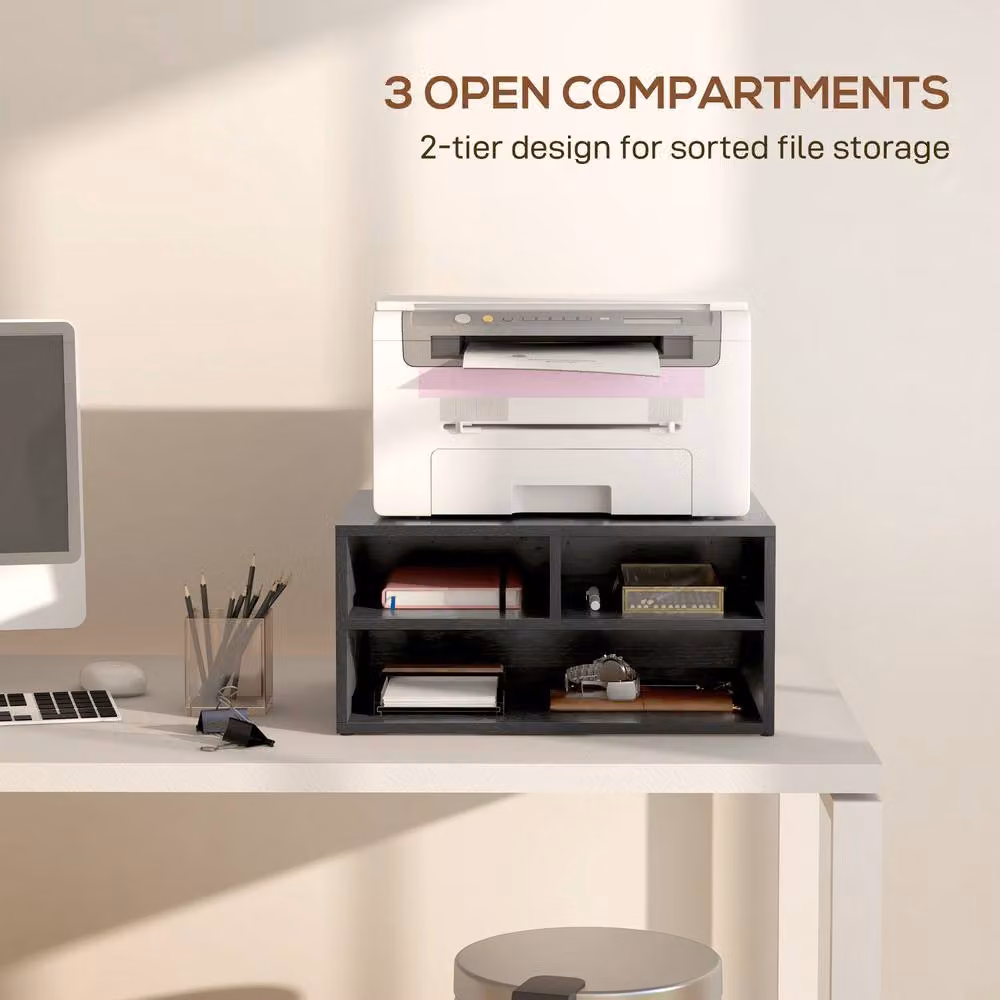 STILVORA Printer Storage Cabinet with 3 Compartments in Matt Black – 4