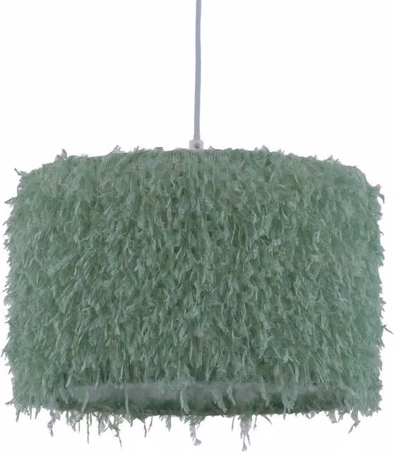 First Choice Lighting Rogers Green Shaggy Easy Fit Pendant Shade, Diameter: 30 cm