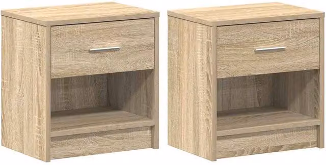 Berkfield Home Set of 2 Bedside Cabinets with Drawer in Sonoma Light Oak, W/D/H: 39 x 28 x 41 cm – 1