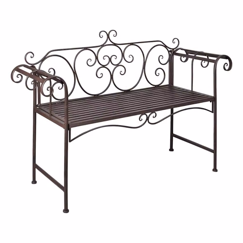 Berkfield Home Elegant Garden Bench in Antique Brown Steel – 2