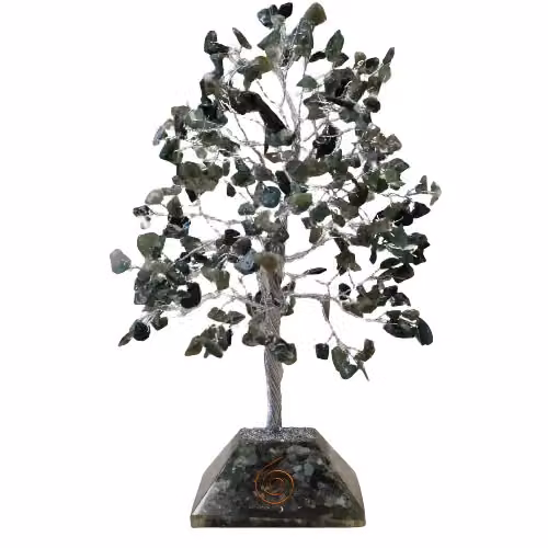 KDMD Moss Agate Gemstone Tree with Organite Base in Green – 2