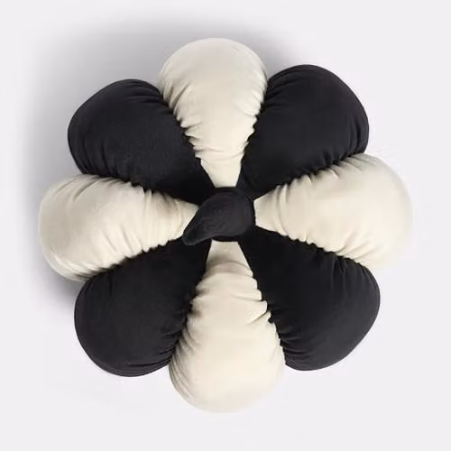 OHS Stripe Pumpkin Velvet Scatter Cushion in Black and White, W/D/H: 20 x 20 x 15 cm – 2