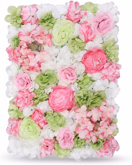 Neel Blue Multicolour Artificial Floral Wall Panel for Wedding Photography Backdrops, W/D/H: 60 x 40 x 40 cm