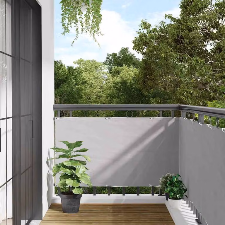 Berkfield Home Durable Grey Balcony Privacy Screen, W: 400 cm, H: 120 cm