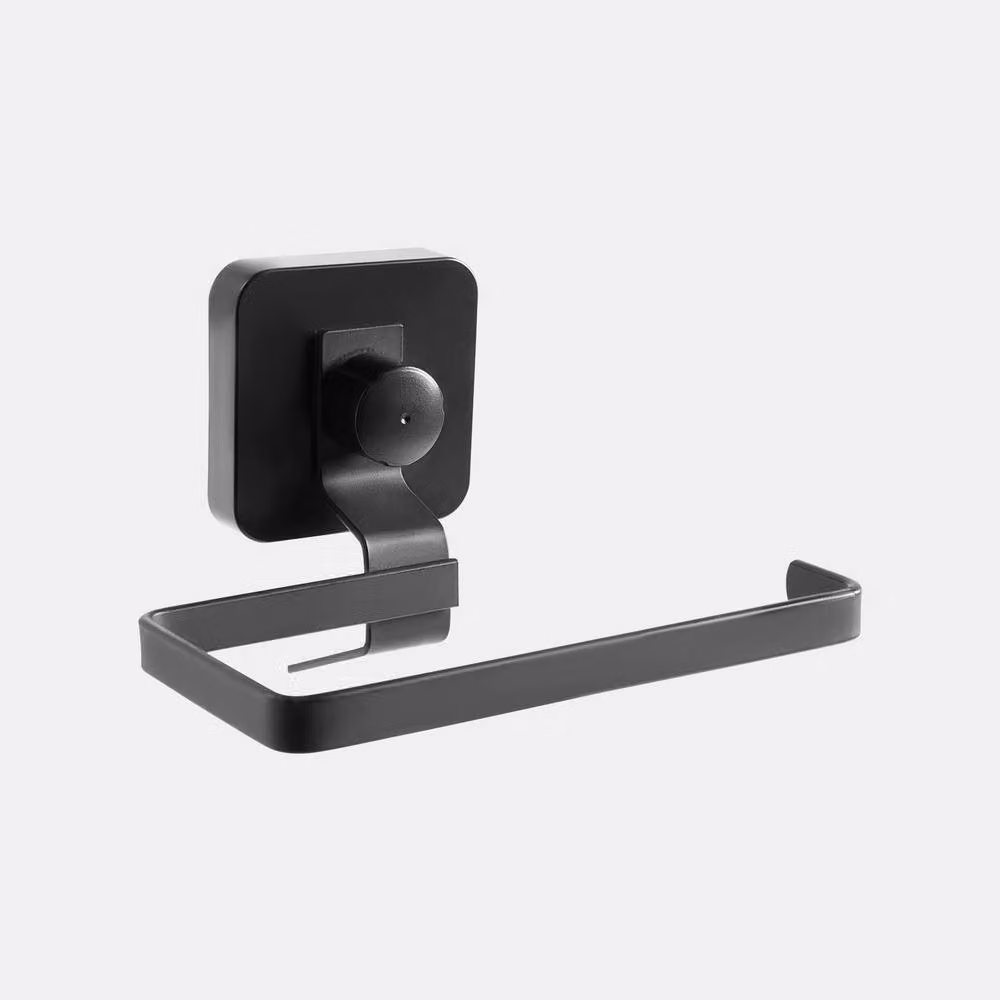 OHS Black Metal Suction Toilet Roll Holder and Wall Mounted Tissue Organiser – 3