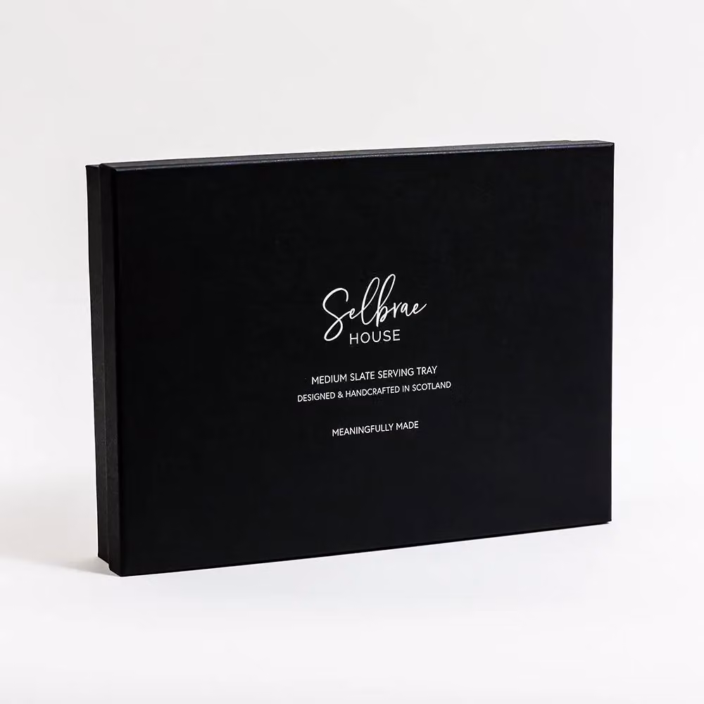 Selbrae House Rectangular Slate Serving Tray in Dark Grey with Antler Handles – 1