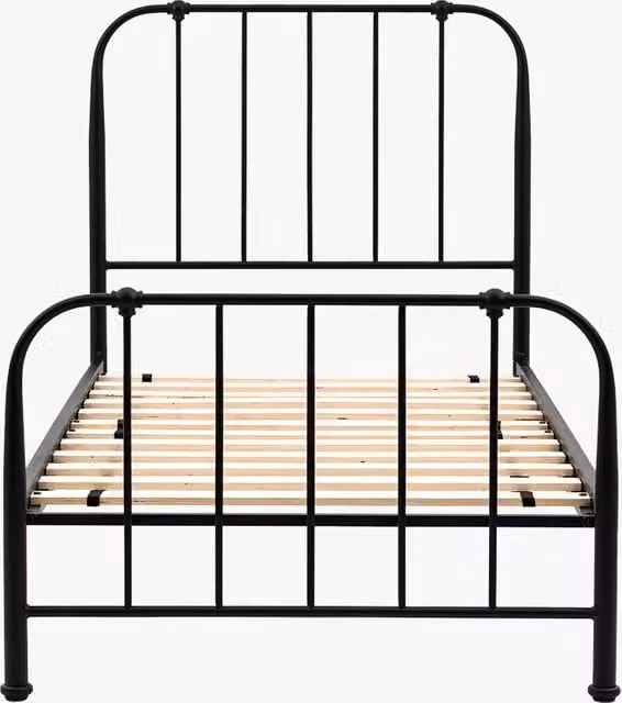 Perch & Parrow Drowsy Single Metal Bedstead in Black, W/D/H: 90 x 190 cm