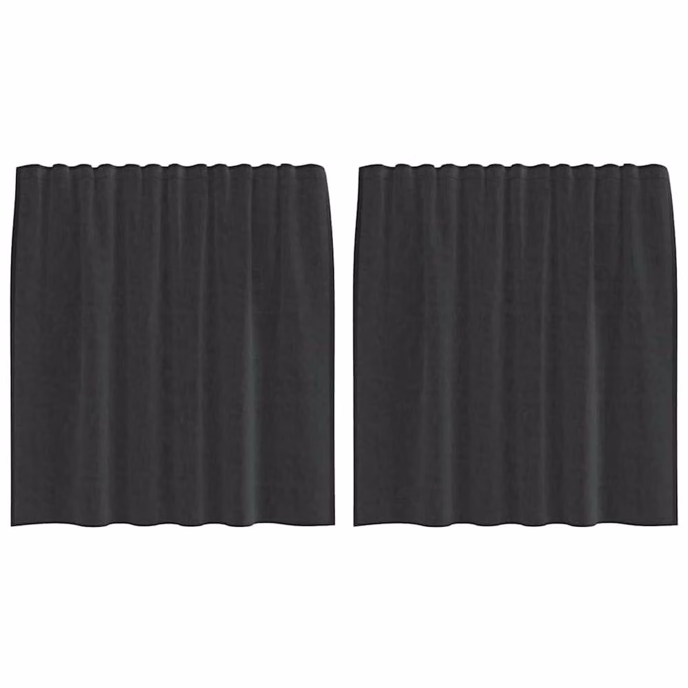 Berkfield Home Black Voile Fabric Panel Curtains with Rod Pockets, 2 Pack, Width: 140 cm – 2