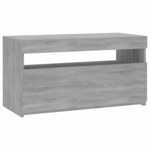vidaXL Modern TV Cabinet with Integrated LED Lighting in Grey, W/D/H: 75 x 35 x 40 cm