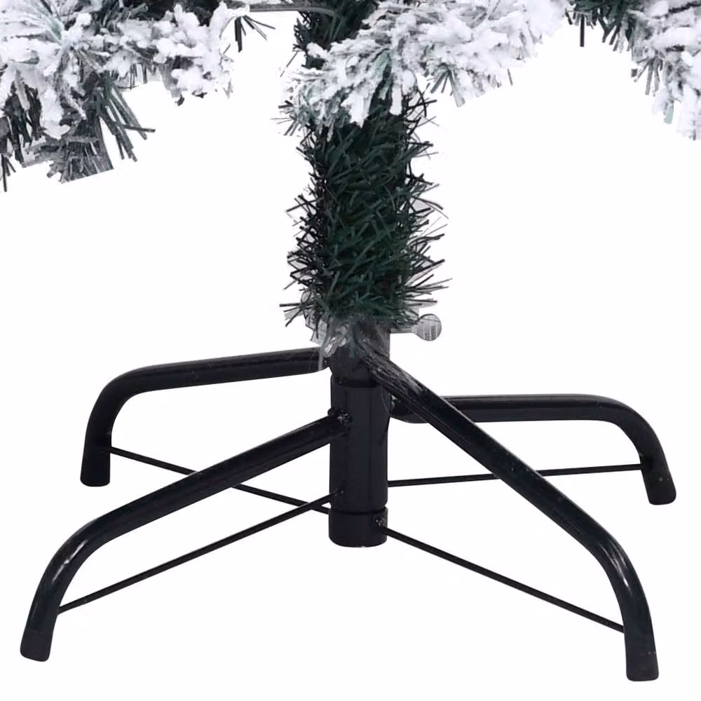 Berkfield Home Beautiful Artificial Flocked Snow Christmas Tree in Green and White, Height: 150 cm – 4