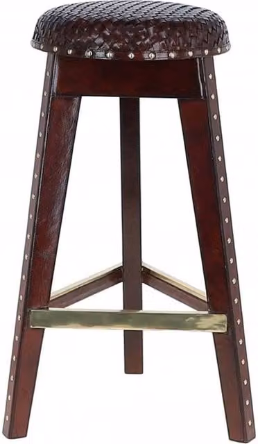 Exquisite LF 134 Brown Leather Barstool with Ashwood Legs