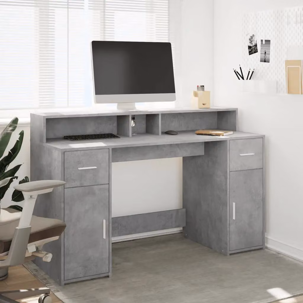 Berkfield Home Modern Gaming Desk with LED Lights in Grey, W/D/H: 140 x 55 x 91 cm – 3