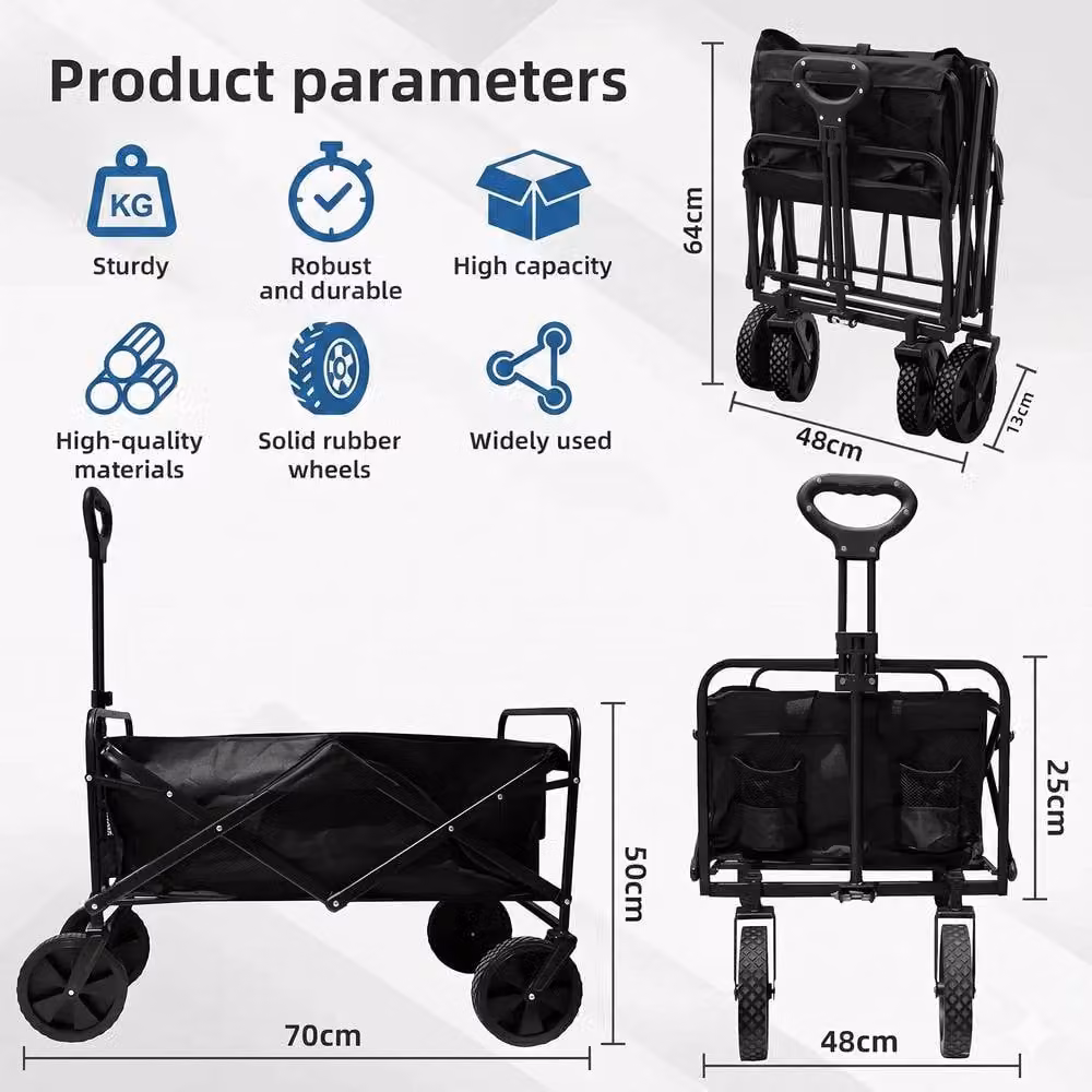 Dragodirect Foldable Wagon Cart with Adjustable Handle in Black – 2