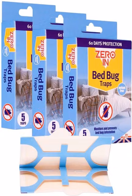 Zero In Bed Bug Killer Traps, Poison Free Treatment, White and Blue