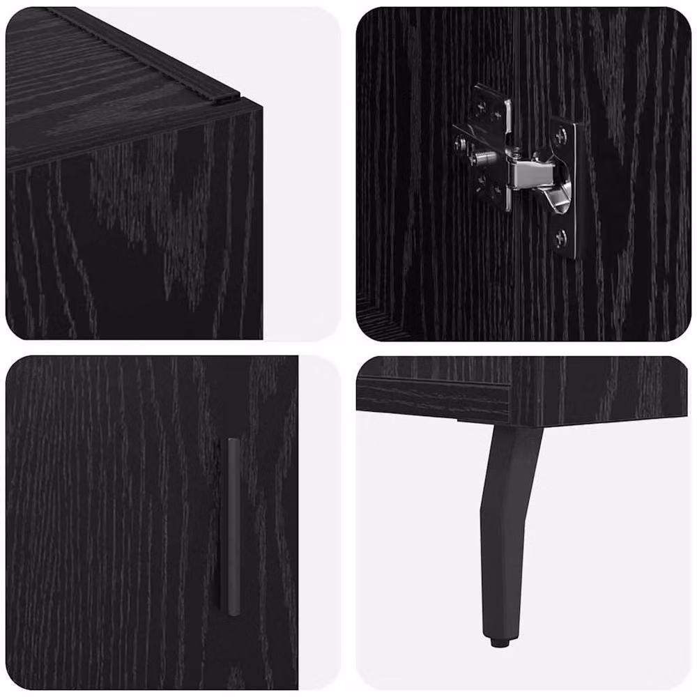 Berkfield Home Modern Black Sideboard with Storage Door, W/D/H: 90 x 34 x 80 cm – 4