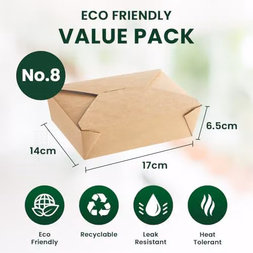 ECONX Kraft Food Takeaway Snack Boxes, 1400ml, Brown – 2
