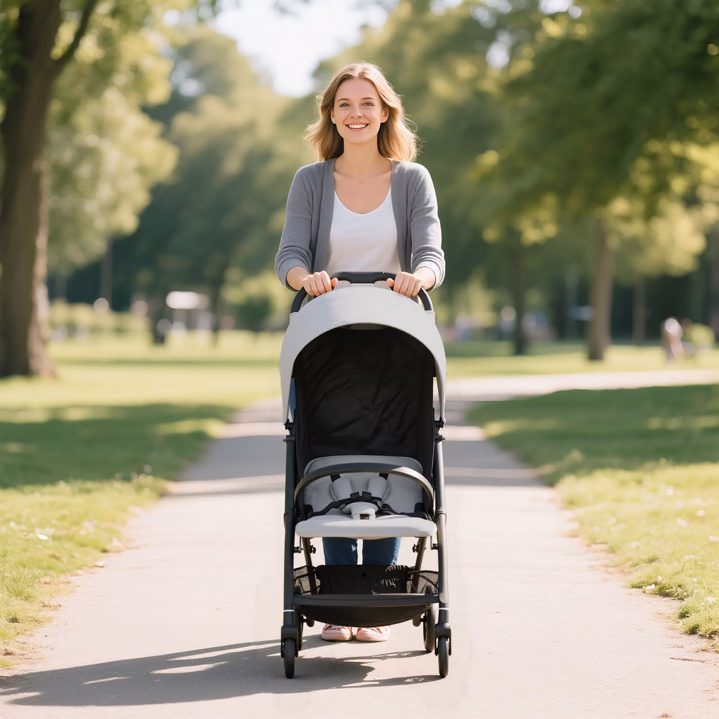 AIYAPLAY Lightweight Travel Stroller and Compact Buggy in Grey with One-Hand Fold and Suspension – 8