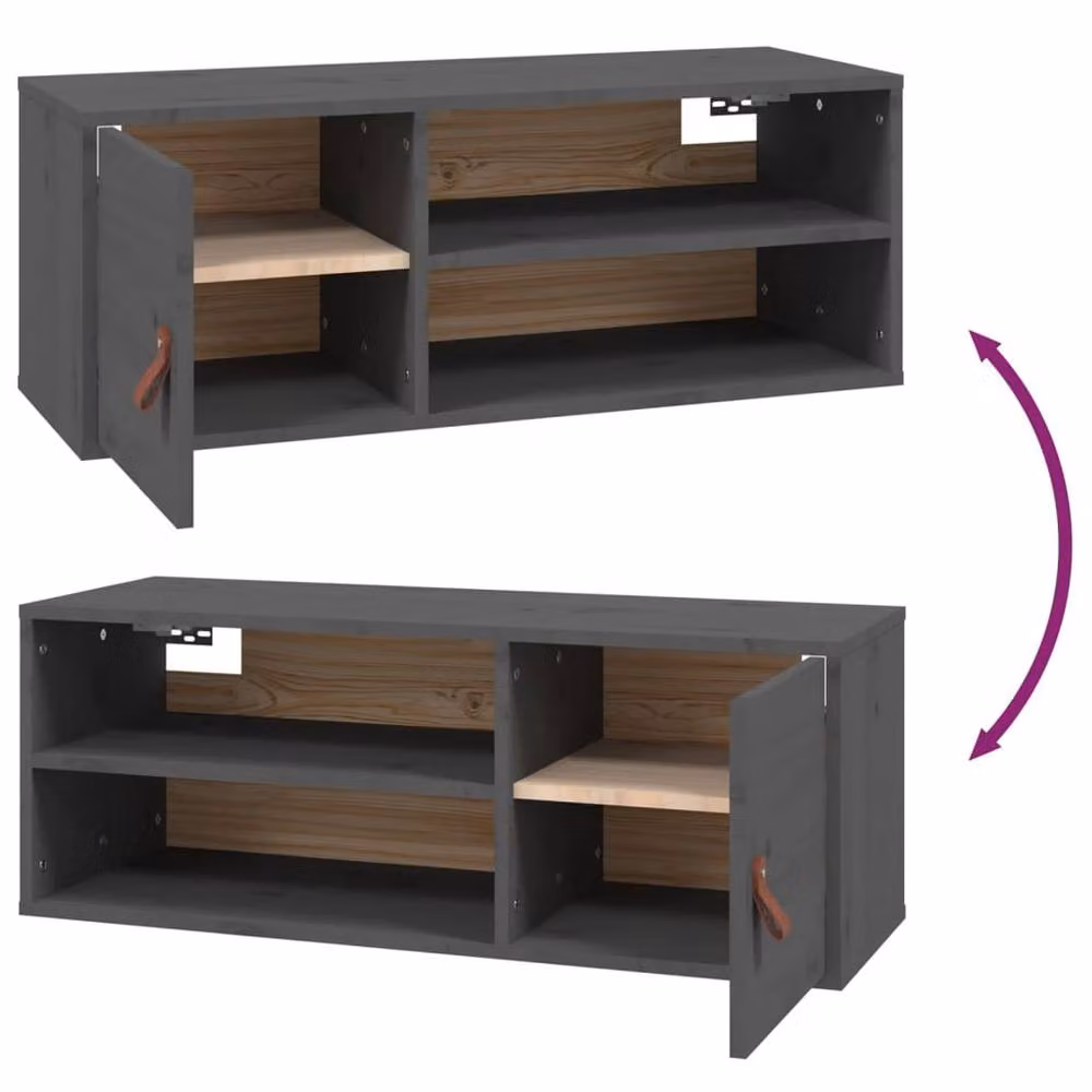 Berkfield Home Grey Wall Cabinet in Solid Pine Wood, W/D/H: 80 x 30 x 30 cm – 5
