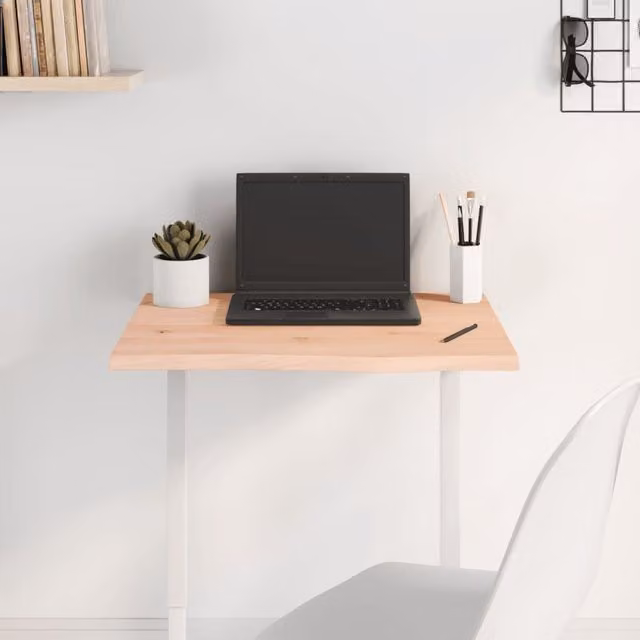 Berkfield Home Table Top Untreated Solid Oak Wood in Brown, W/D/H: 60 x 40 x 2 cm