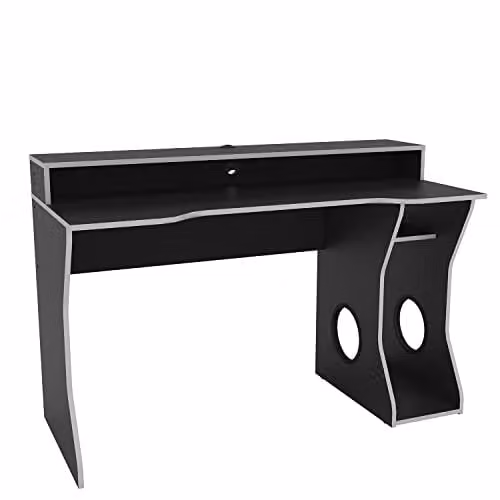 Birlea Enzo Gaming Desk in Black and Silver, W: 130 cm, D: 59.3 cm, H: 71.99 cm – 3