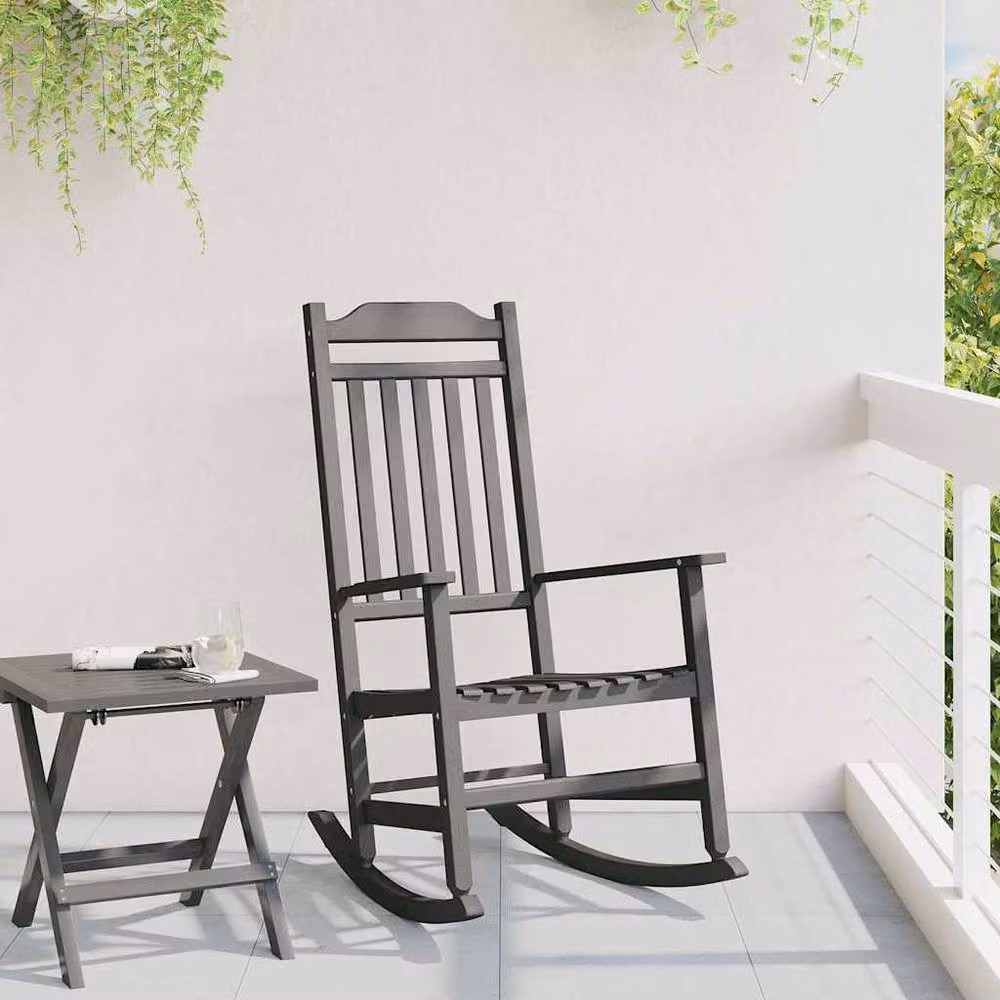 Berkfield Home Garden Black UV-Resistant Rocking Chair with Armrests, W/D/H: 65 x 84 x 114 cm – 3